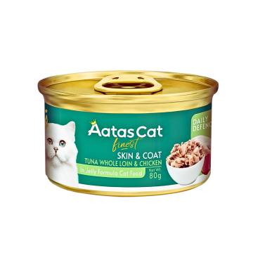 Aatas Cat Canned Food Finest Daily Defence Skin & Coat Tuna Whole Loin & Chic 80g x24